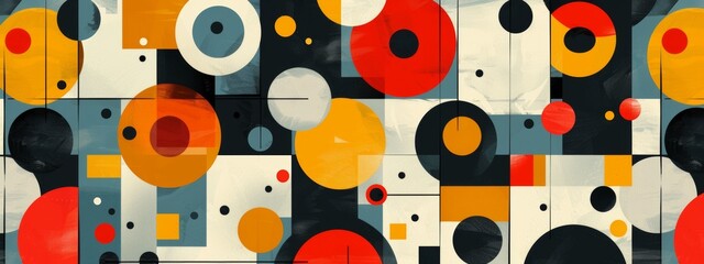 Obraz premium Seamless pattern of abstract geometric shapes arranged in a visually dynamic composition.