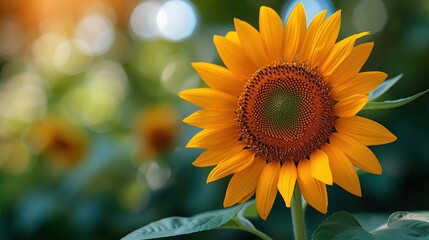 Sunflower in full bloom. Bright sunflower with vibrant petals.