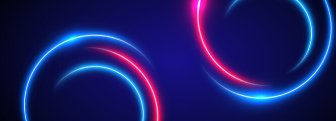 Abstract futuristic background with circular glowing lines. Vector illustration. © kanpisut
