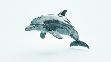 Fototapeta premium A dolphin jumps out of the water with its mouth wide open and nostrils visible