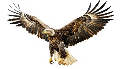 Obraz premium A bird of prey with its wings spread wide open in a close-up