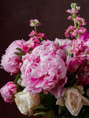 Upclose of pink peony bloom