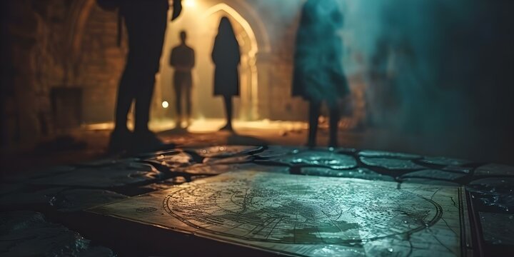 Immersive escape room with puzzles teamwork challenges and thrilling storyline. Concept Escape Room, Puzzles, Teamwork, Thrilling Storyline, Challenges