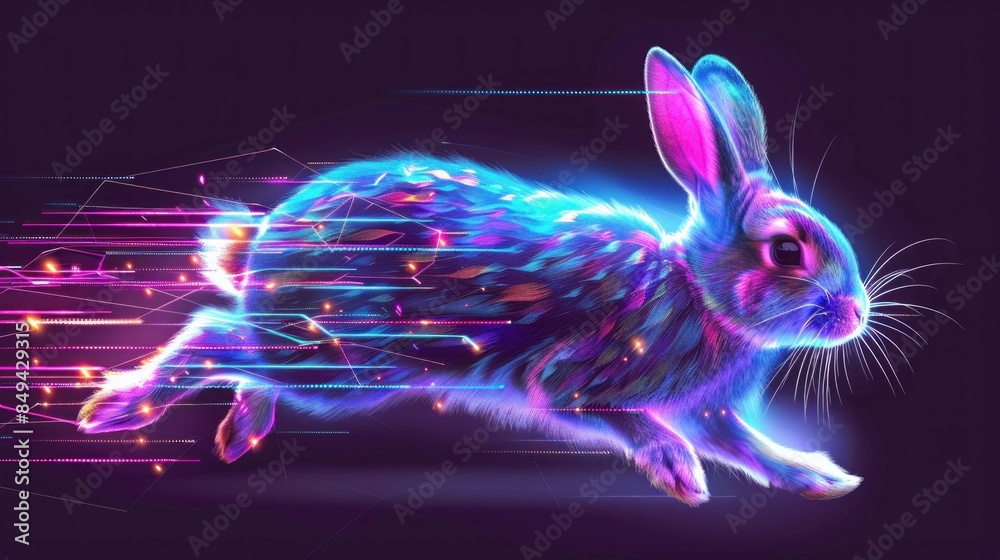 Sticker illustration light speed of rabbit