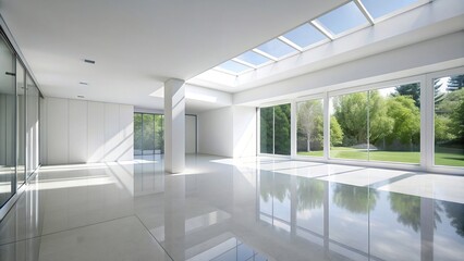 Modern spacious interior architecture in white with light shadow play, modern, spacious, interior, architecture, white