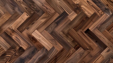 A close-up view of a wooden floor with a herringbone pattern, suitable for use in interior design or architecture contexts