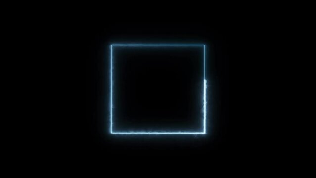 Glowing neon square frame animation and seamless loop background.