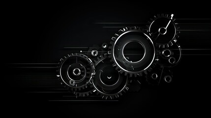 Photograph of a sleek and futuristic vector wireframe illustration of gears on a black background, symbolizing the cutting-edge advancements in project development and engine design.