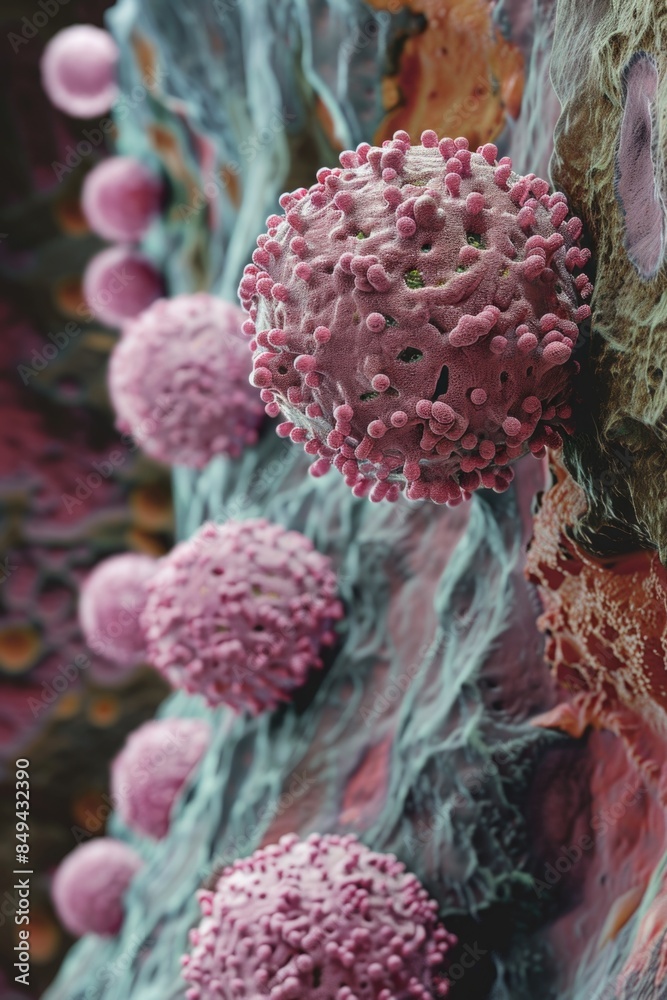 Poster A microscopic view of multiple cells clustered together
