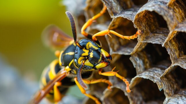 Wasp on honeycomb.