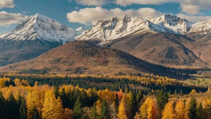 Panorama mountain autumn landscape
