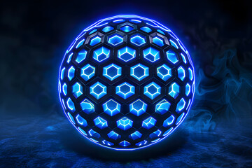 hive pattern wrap earth sphere,blue neon,digital element