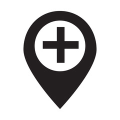 Medical location icon, location gradient icon, hospital location icon.