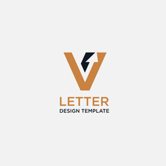 initial letter v with upward arrow for finance, development, success, training business logo concept