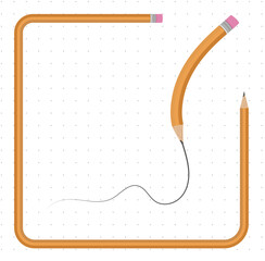 Wektorowa illustracja szkolny ołówek z gumką dekoracyjna ramka i narysowana linia © Ana CPP