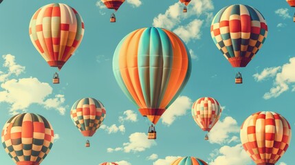 Fototapeta premium seamless pattern of colorful hot air balloons floating in the sky.