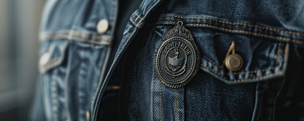 Badge mockup with a customizable design, perfect for showcasing your badge designs. Hyperrealistic 4K photo.