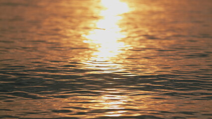 Calm Tidal Waves Movement Showing. Lake Waves On Shore At Sunset. Landscape Sea Surface.