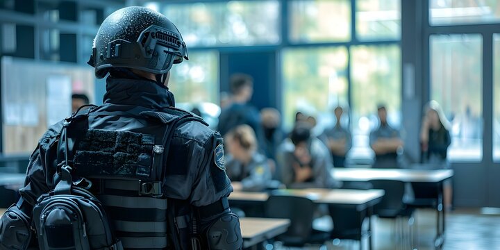 Responding to Emergency Police or Antiterrorist Intervention in School or Classroom. Concept Emergency Preparedness, School Safety, Crisis Response, Police Intervention, Classroom Security