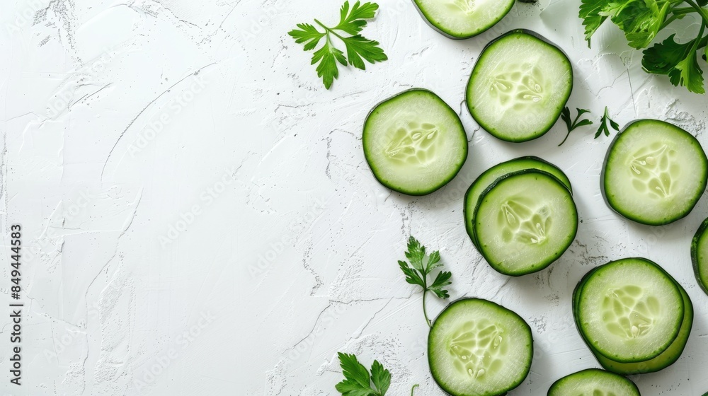 Poster fresh cucumber on a white background