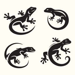Set of Lizard silhouettes vector illustration.