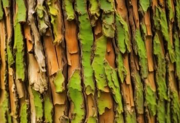 Close-up of the bark of a tree, showing the intricate texture and patterns