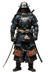 Japanese samurai knight costume isolated on transparent background ,generative ai