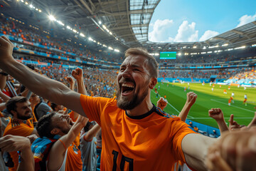 Passionate Fans Support Team at Stadium Match