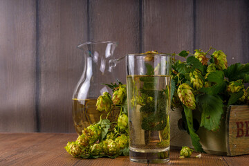 Fresh non-alcoholic hop cones infused water
