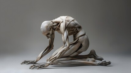 Fototapeta premium Surreal image depicting a genetically enhanced animal-human amalgam,a fantastical hybrid entity with unusual and visually striking physical attributes.
