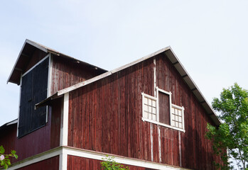 Low angle view of a barn building against the sky