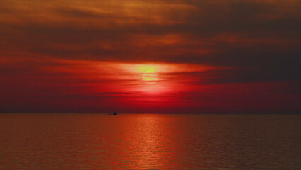 Fototapeta premium Colorful Sunset At Sea. Orange Evening Sky. Composition Of Nature.