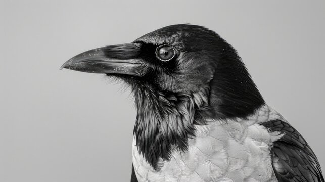 Close up portrait of a young hooded crow