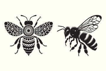 Bee silhouette vector illustration.