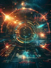 Futuristic business background with digital interface elements and holographic charts,showcasing advanced data visualization and analytics for the modern corporate landscape.