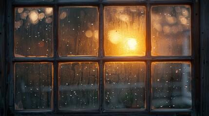 The ethereal glow of light filtering through condensation-covered windows during sunrise.