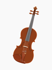 Fototapeta premium Violin vector illustration isolated on white background. Musical instruments, set of icons. Violin classical stringed wooden musical instrument vector illustration.