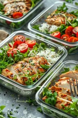 Grilled Chicken, Rice, and Cucumber Salad Meal Prep