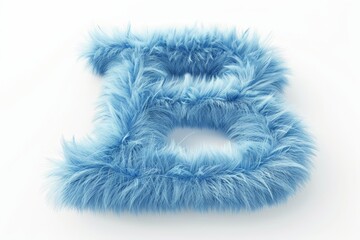 The letter B is made of fluffy blue hair