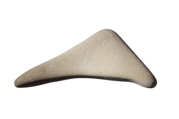 Beige triangle shape pebble isolated on white background.
