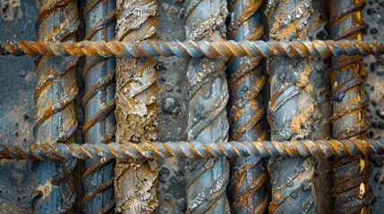 texture of steel deformed or bars background Deformed steel bars for reinforced concrete, metal texture close up Reinforceme