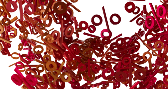 percent shopping digital in 3d. background