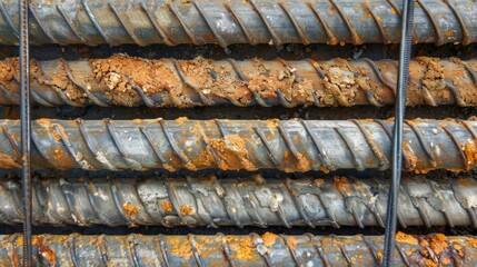 texture of steel deformed or bars background Deformed steel bars for reinforced concrete, metal texture close up Reinforceme