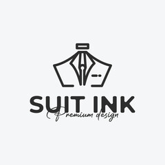Fashion suit pen logo icon line art illustration design.