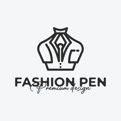 fashion suit pen concept logo icon illustration design.