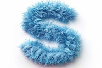 The letter S is made of fluffy blue hair