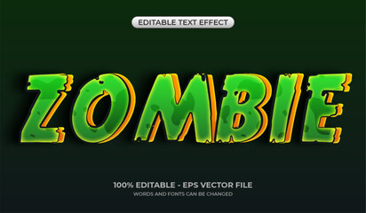3D Zombie text effect. Editable horror text effect in green color