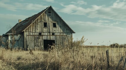 Obraz premium Old and weathered wooden farmhouse : Generative AI