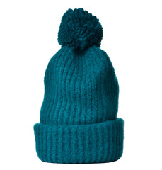 Green warm hat on white background isolation