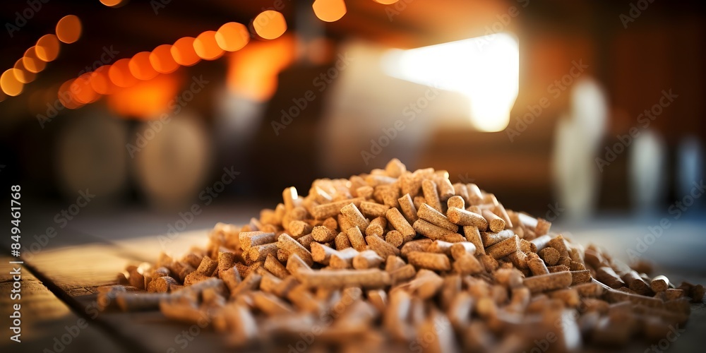 Wall mural Wood Pellets Background with Blurry Effect for Text Placement. Concept Wood Pellets, Blurry Effect, Text Placement, Background Image - Wall murals
